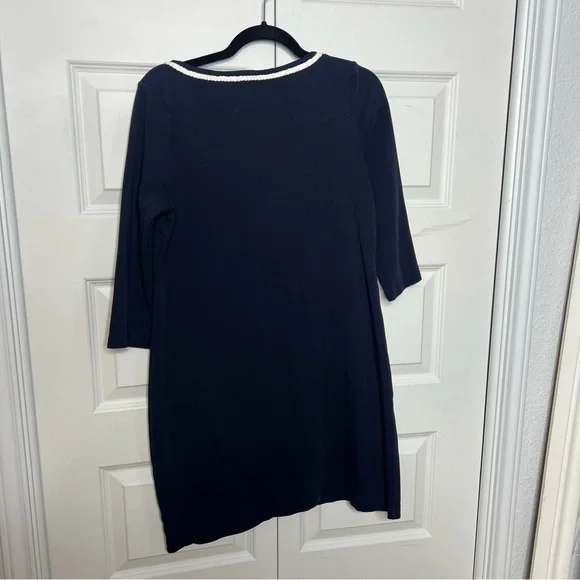 Talbots Navy Dress Large Petite Nautical Rope Trim 3/4 Sleeve - Picture 6 of 6